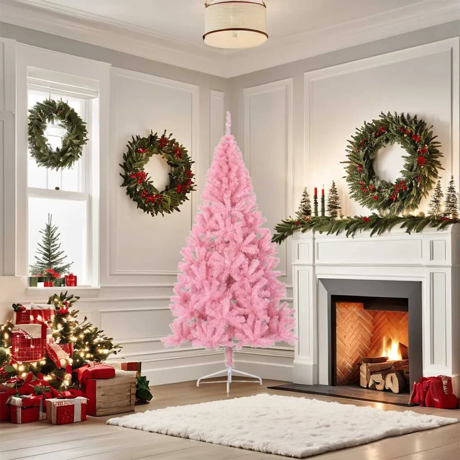 Demi sapin de Noël artificiel avec support Rose 180 cm PVC - 3