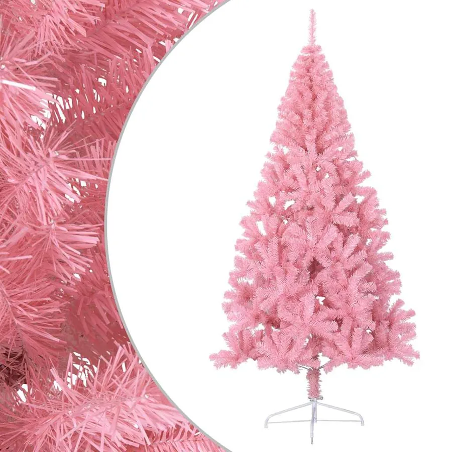 Demi sapin de Noël artificiel avec support Rose 180 cm PVC - 5