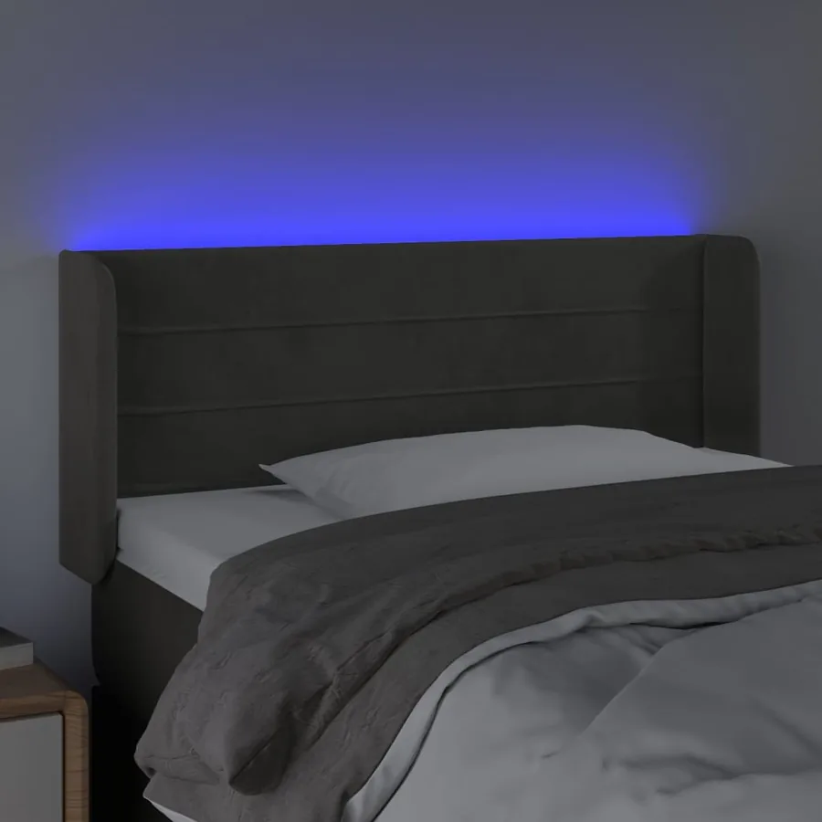 Tête de lit à LED Gris foncé 103x16x78/88 cm Velours - 4