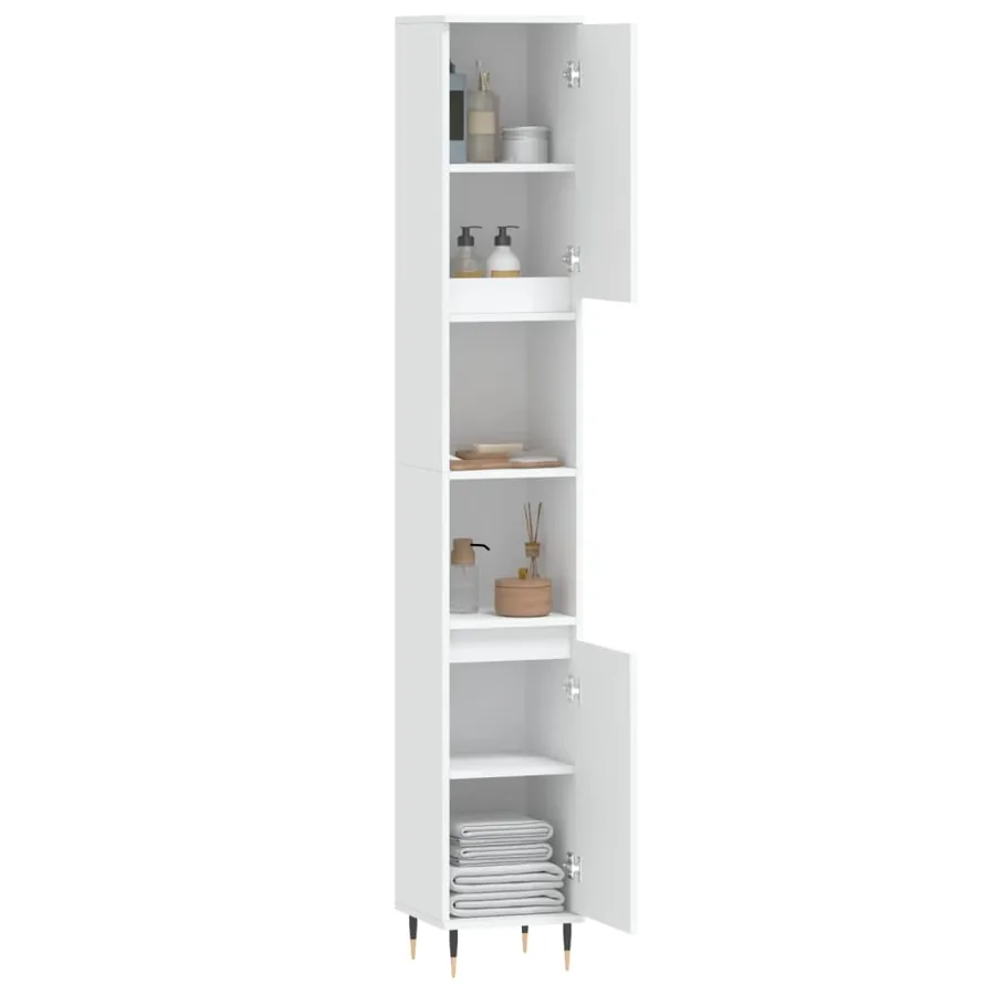 Armoire de salle de bain blanc 30x30x190 cm bois d'ingénierie - 4