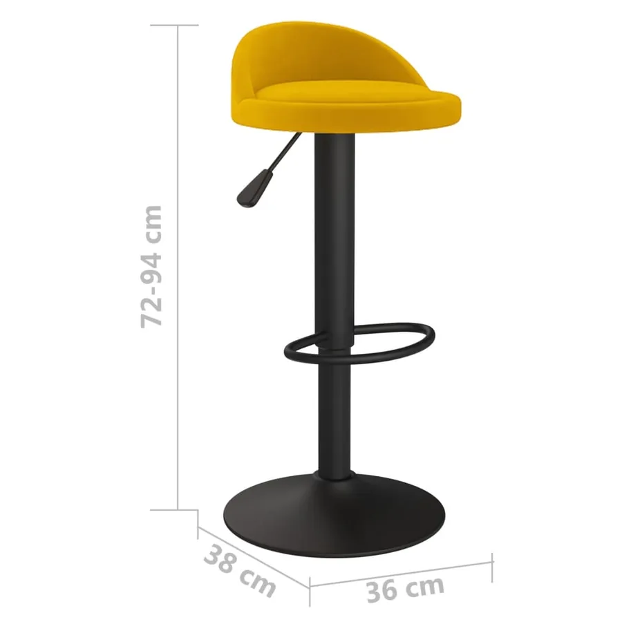 Tabourets de bar lot de 2 Jaune Velours - 9