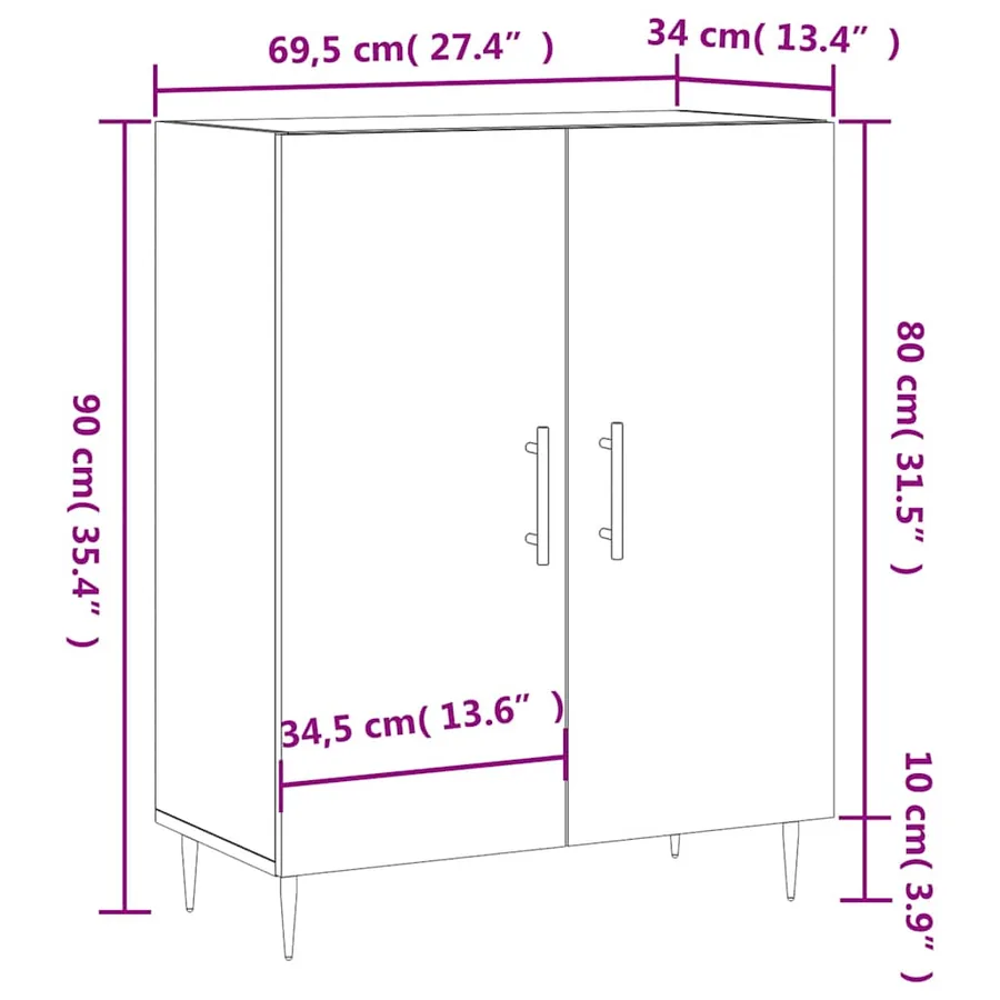 Buffet gris béton 69,5x34x90 cm bois d'ingénierie - 12