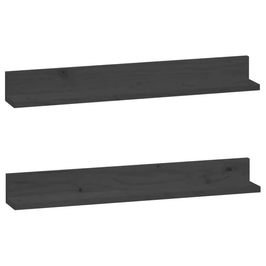 Étagères murales 2 pcs Gris 80x11x9 cm Bois de pin massif - 2