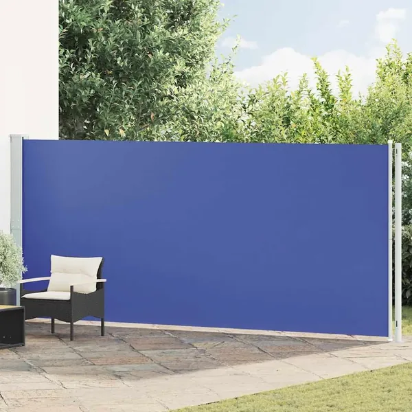Auvent latéral rétractable de patio 180x600 cm Bleu