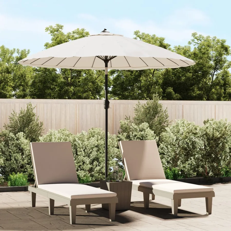 Parasol d'extérieur et mât avec aluminium 270 cm Blanc sable