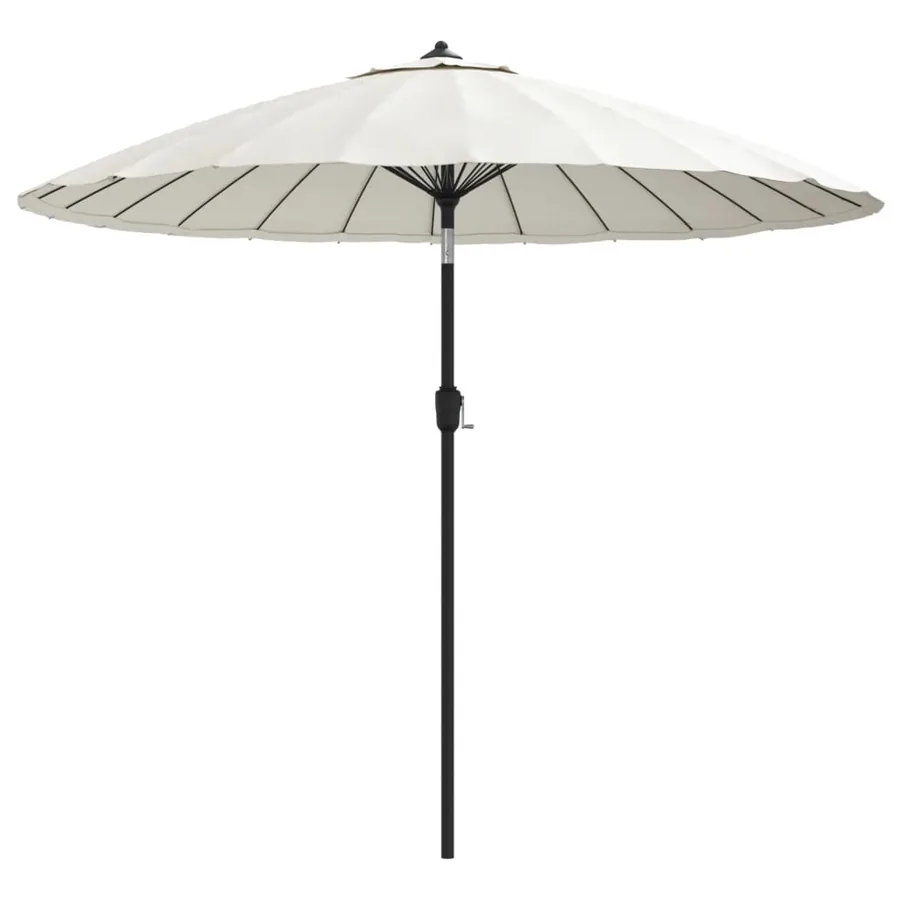 Parasol d'extérieur et mât avec aluminium 270 cm Blanc sable - 2