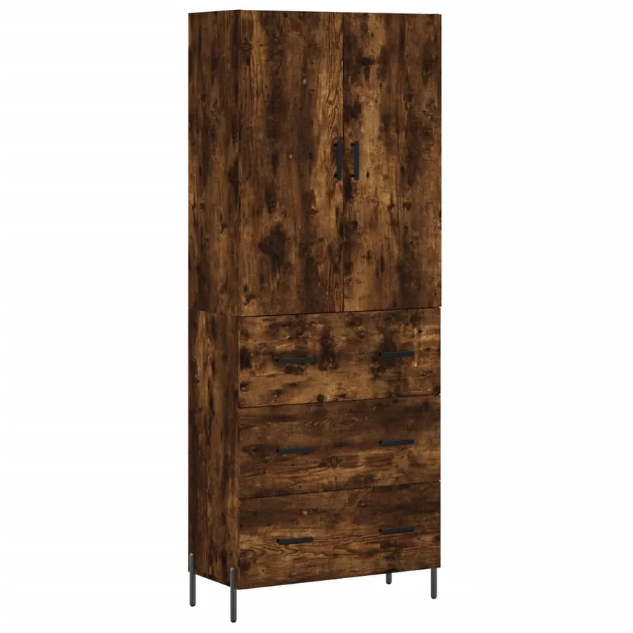 Buffet haut Chêne fumé 69,5x34x180 cm Bois d'ingénierie - 2