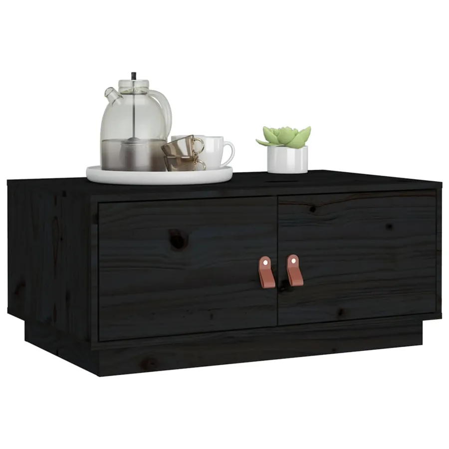 Table basse Noir 80x50x35 cm Bois massif de pin - 4