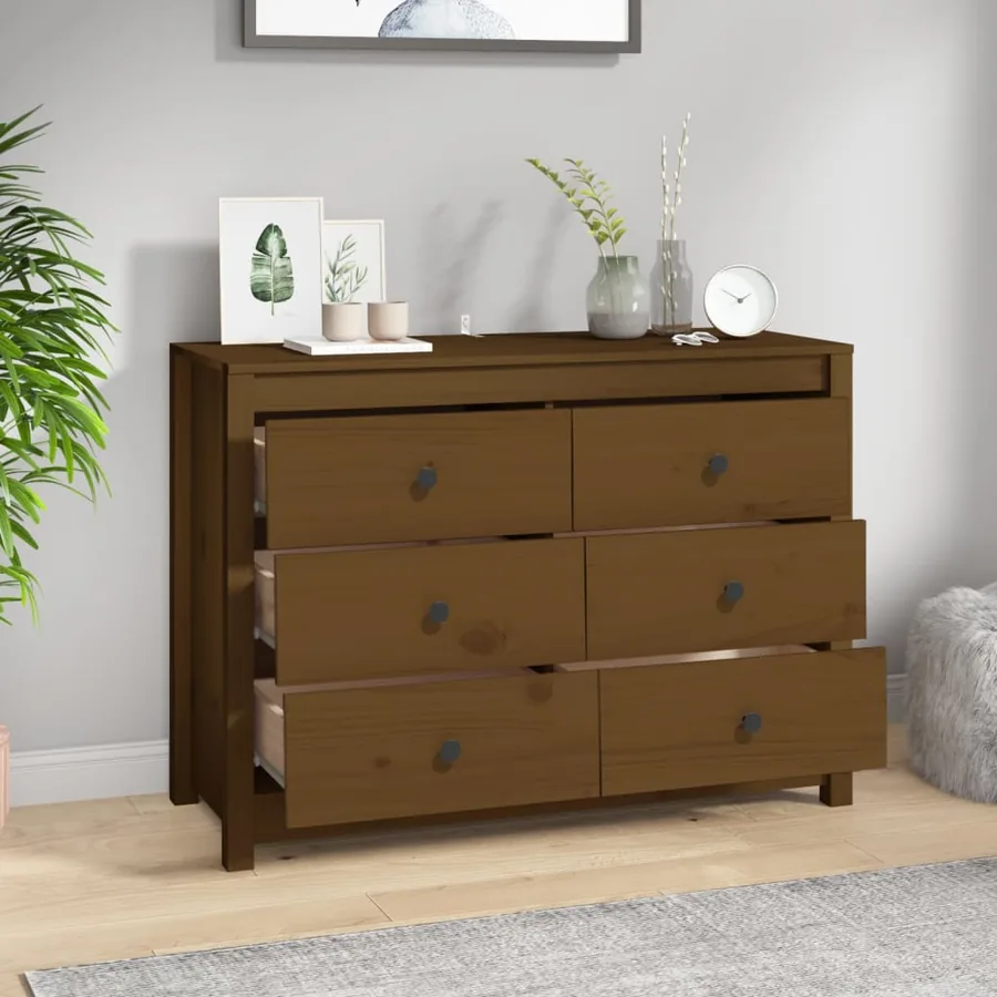 Armoire latérale Marron Miel 100x40x72 cm Bois de pin massif - 6