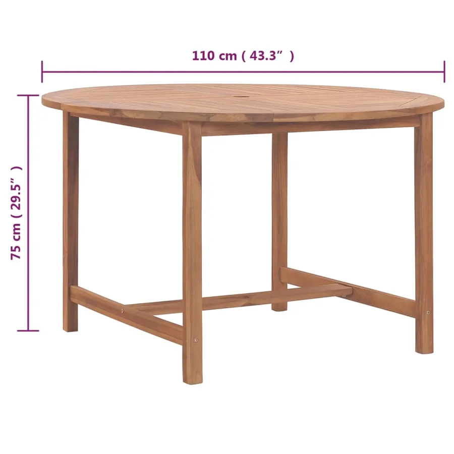 Table de salle à manger de jardin Ø110x75cm Bois massif de teck - 8