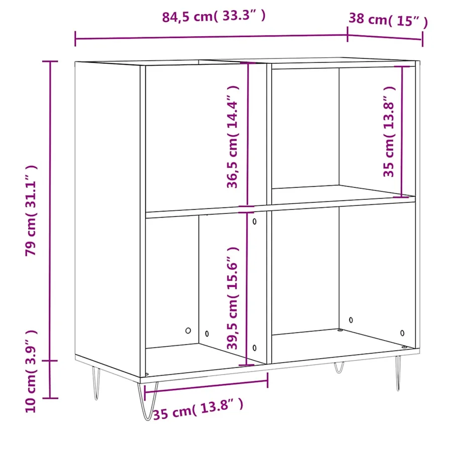 Armoire à disques noir 84,5x38x89 cm bois d'ingénierie - 10