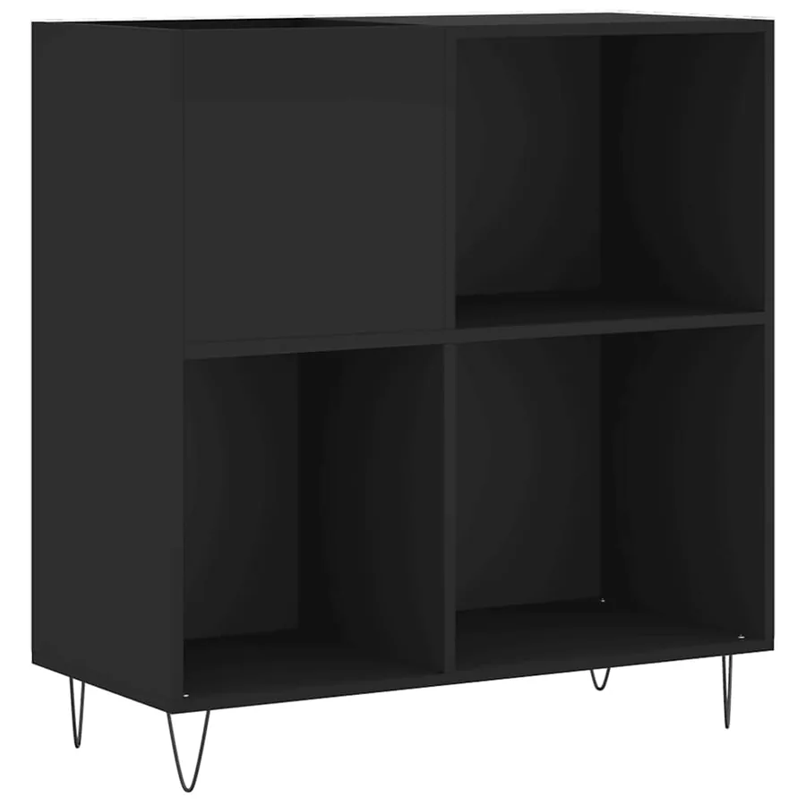 Armoire à disques noir 84,5x38x89 cm bois d'ingénierie - 2