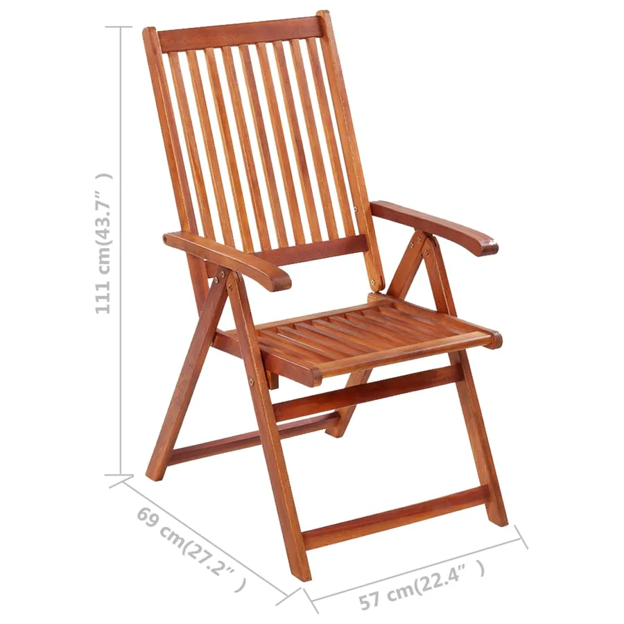 Chaises pliables de jardin lot de 6 avec coussins Bois d'acacia - 10