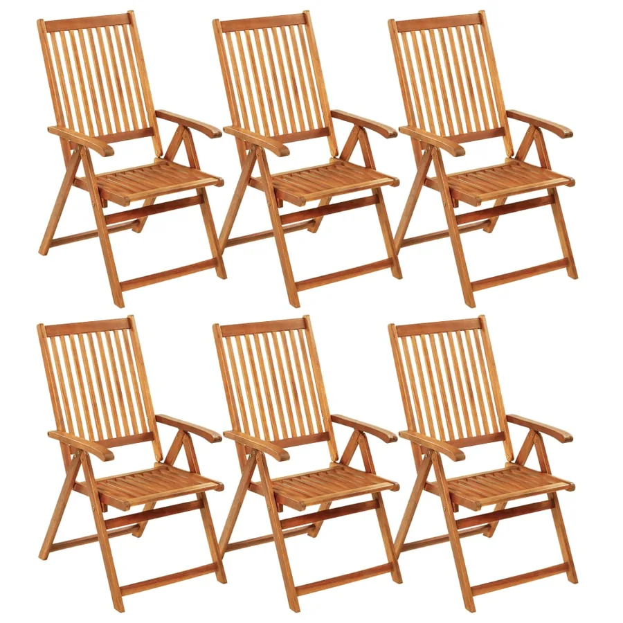 Chaises pliables de jardin lot de 6 avec coussins Bois d'acacia - 2