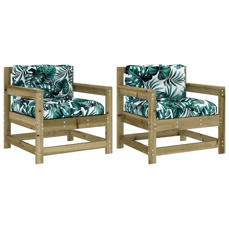 Chaises de jardin avec coussins lot de 2 bois de pin imprégné - 2