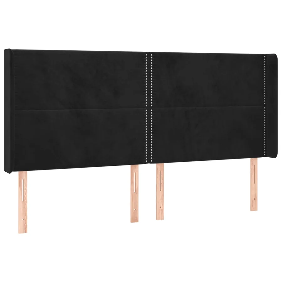 Tête de lit avec oreilles Noir 203x16x118/128 cm Velours - 2