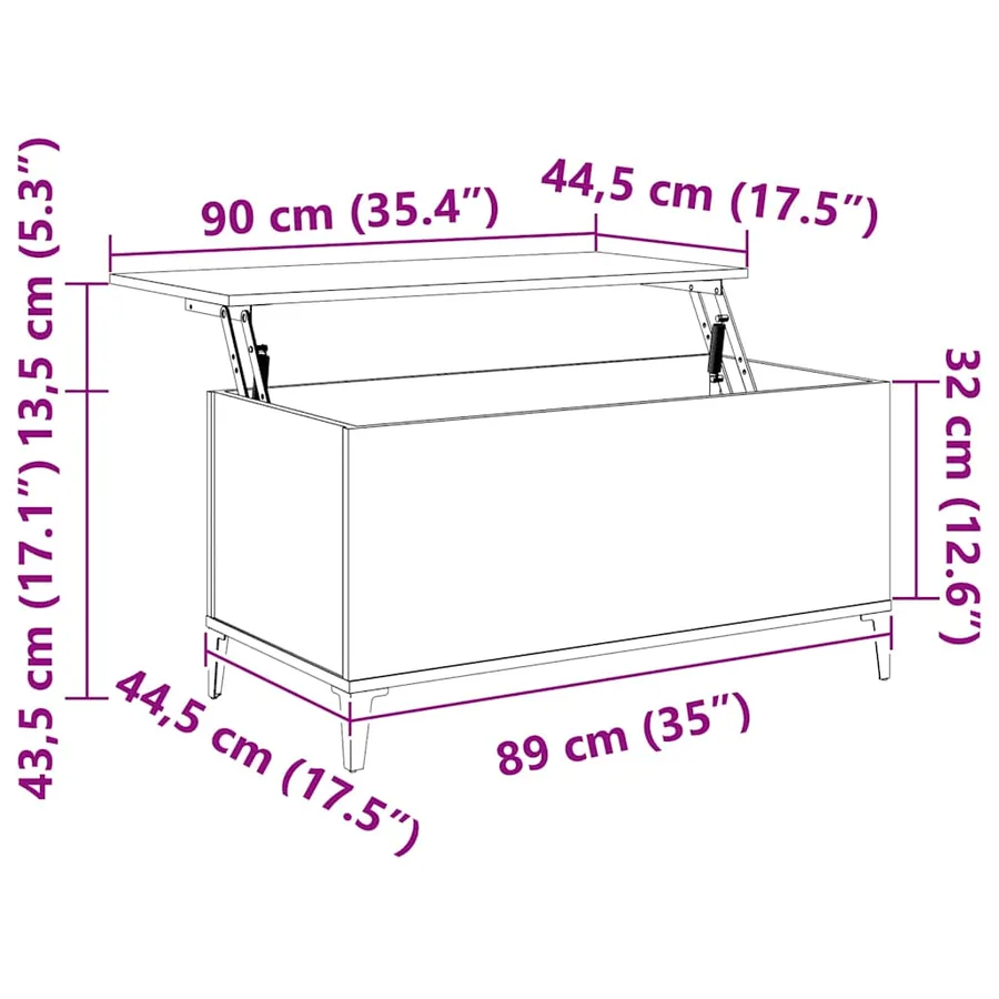 Table basse Sonoma gris 90x44,5x45 cm Bois d'ingénierie - 8