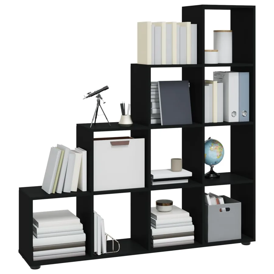 Bibliothèque escalier Noir 142 cm Bois d'ingénierie - 3