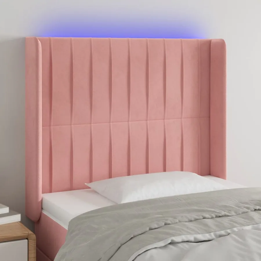 Tête de lit à LED Rose 103x16x118/128 cm Velours