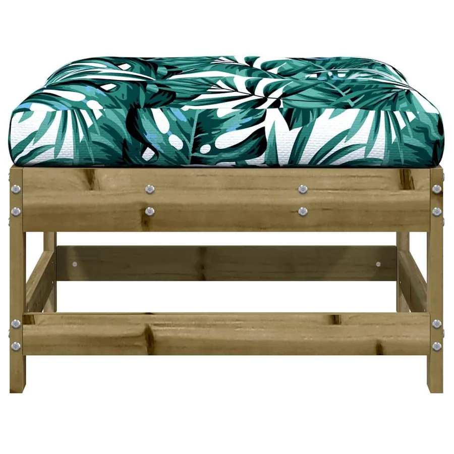 Repose-pied de jardin avec coussin bois de pin imprégné - 3