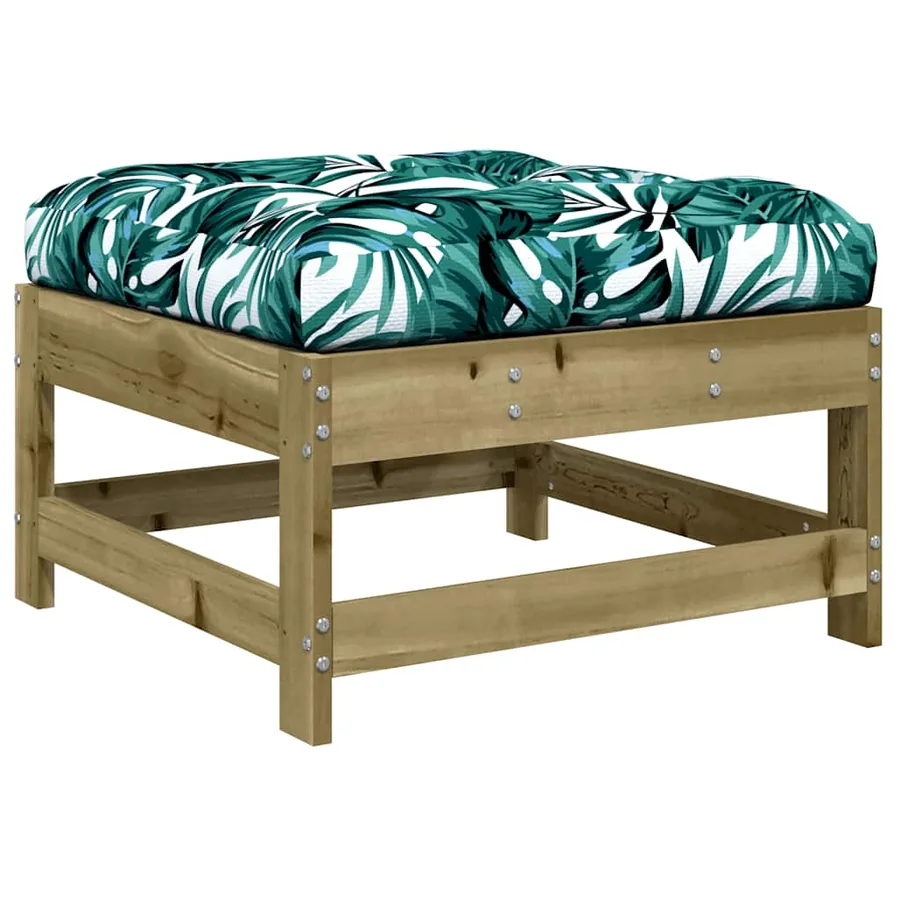 Repose-pied de jardin avec coussin bois de pin imprégné - 5