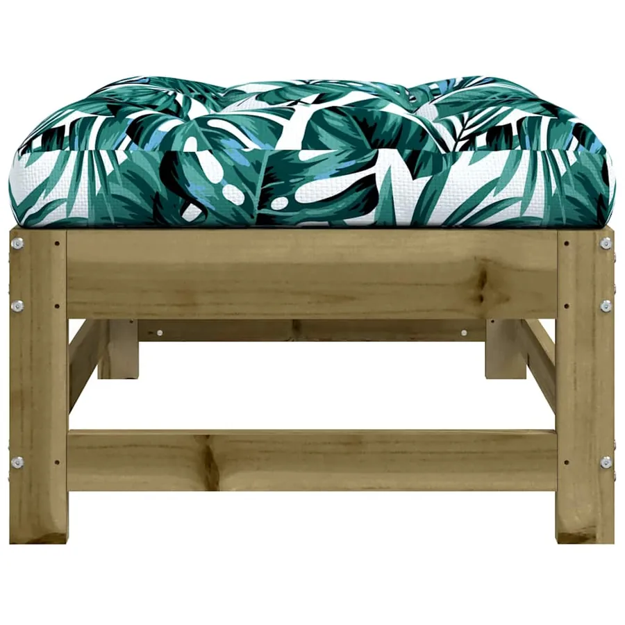 Repose-pied de jardin avec coussin bois de pin imprégné - 6