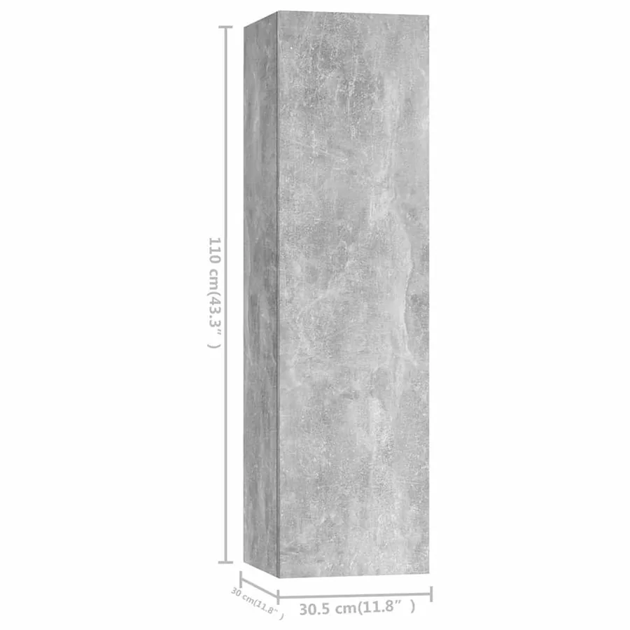 Ensemble de meubles TV 4 pcs Gris béton Bois d'ingénierie - 9