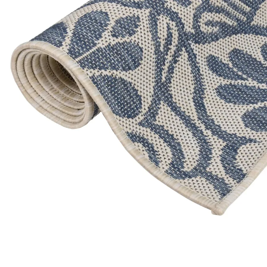 Tapis à tissage plat d'extérieur 200x280 cm Motif bleu - 3
