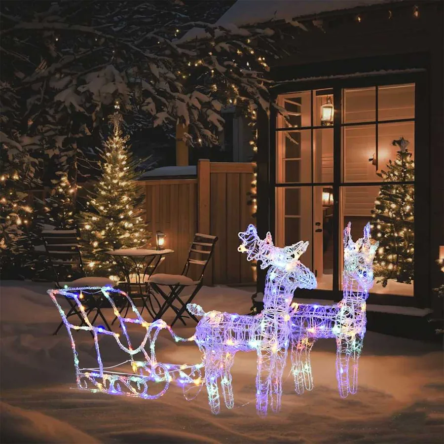 Décoration de Noël Rennes et traîneau 160 LED 130 cm Acrylique - 9