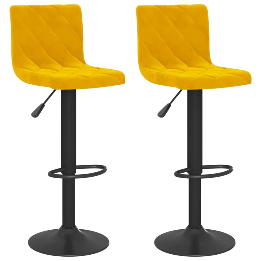 Tabourets de bar lot de 2 jaune moutarde velours - 2