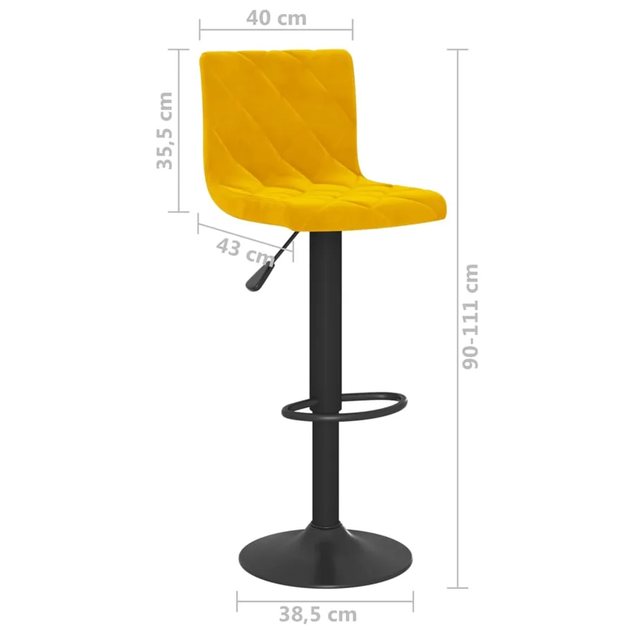 Tabourets de bar lot de 2 jaune moutarde velours - 9