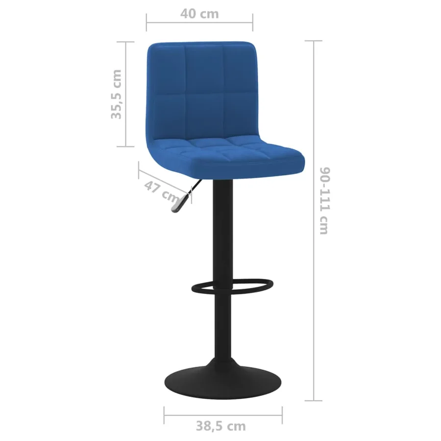 Tabourets de bar lot de 2 bleu velours - 9