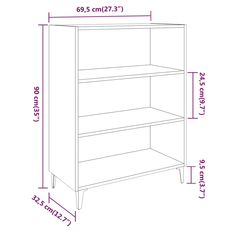 Buffet Chêne fumé 69,5x32,5x90 cm Bois d'ingénierie - 7