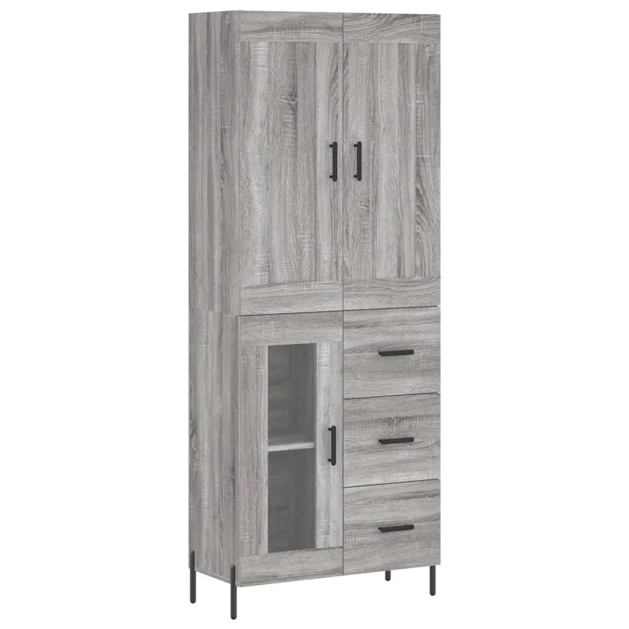 Buffet haut Sonoma gris 69,5x34x180 cm Bois d'ingénierie - 2