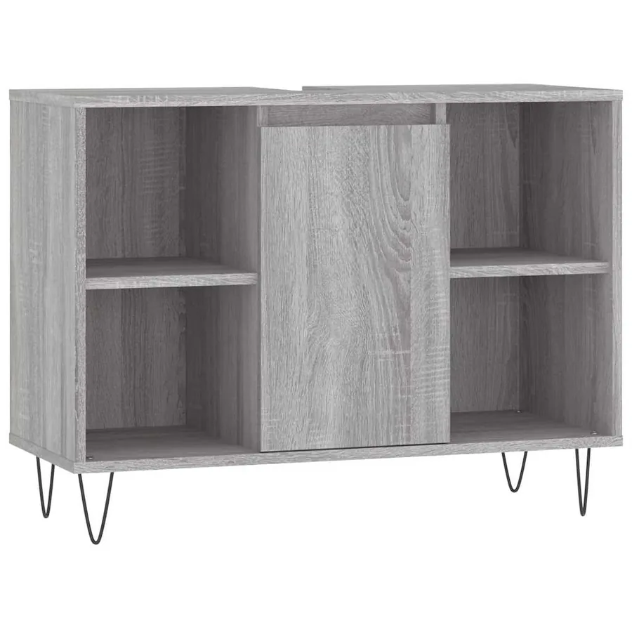 Armoire salle de bain sonoma gris 80x33x60 cm bois d'ingénierie - 2