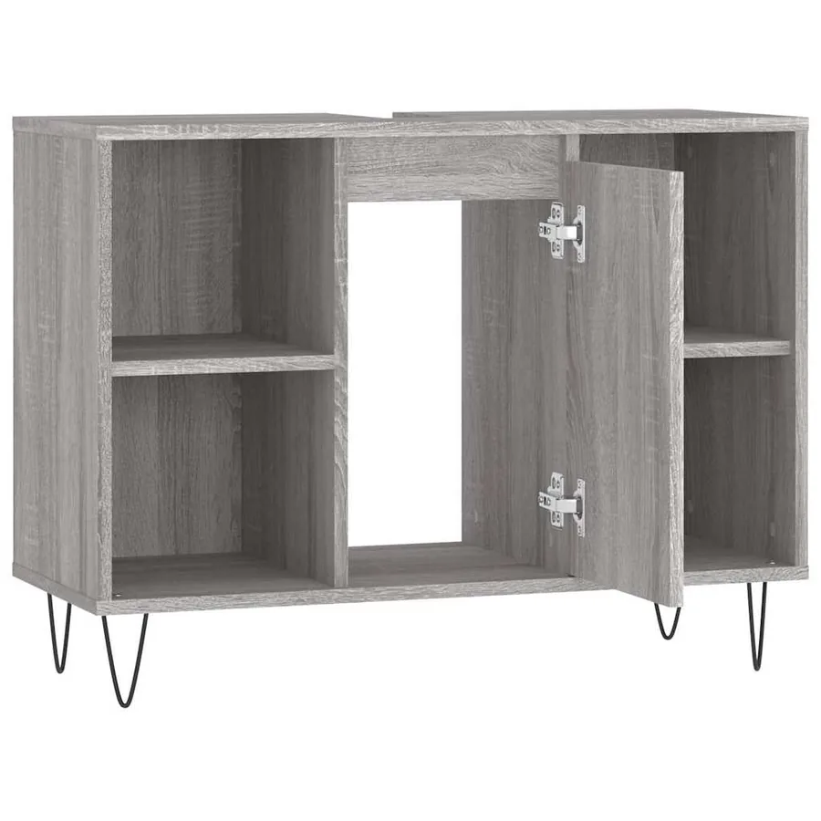 Armoire salle de bain sonoma gris 80x33x60 cm bois d'ingénierie - 6