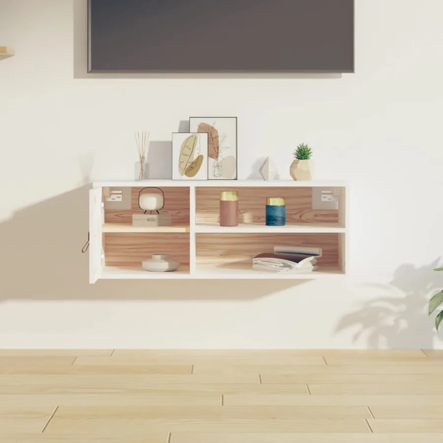Armoire murale Blanc 80x30x30 cm Bois de pin massif - 3