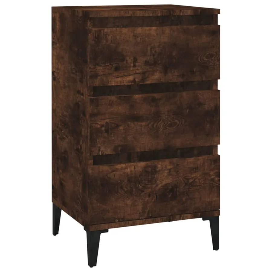 Table de chevet chêne fumé 40x35x70 cm bois d'ingénierie - 2