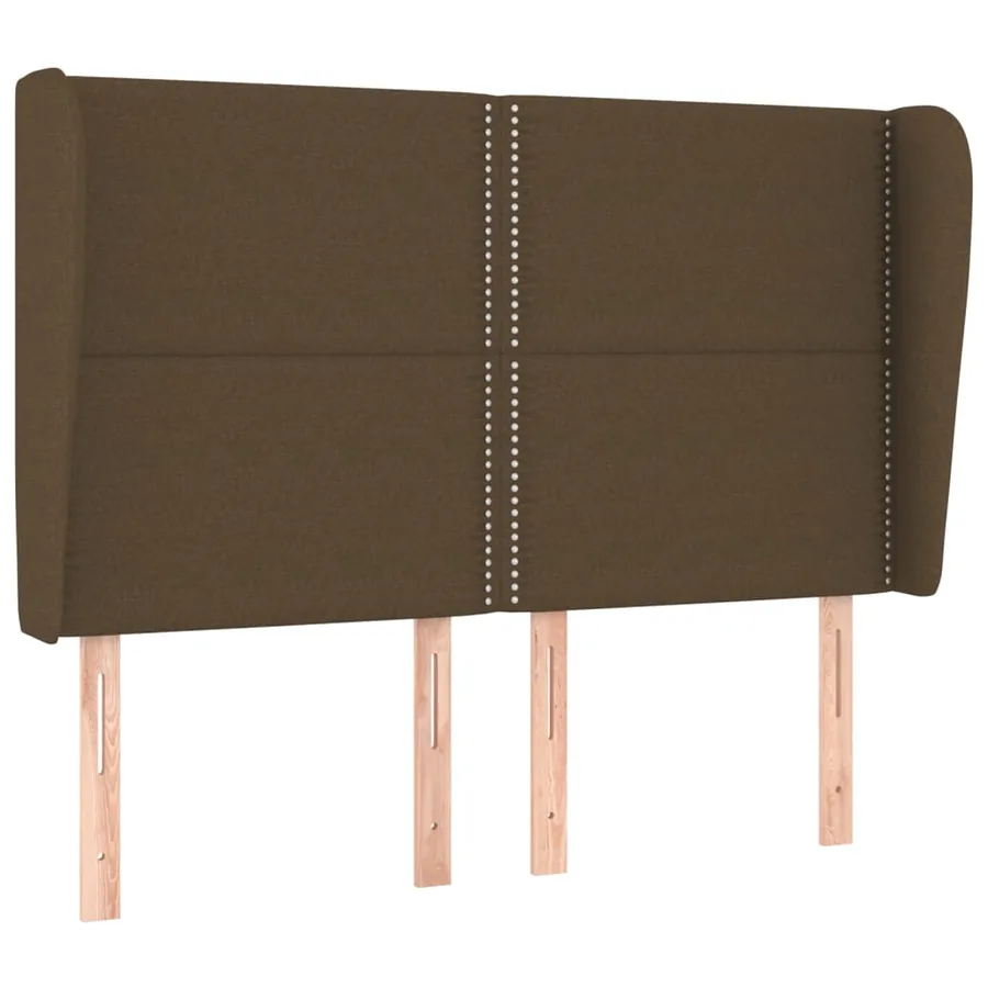 Tête de lit avec oreilles Marron foncé 147x23x118/128 cm Tissu - 2