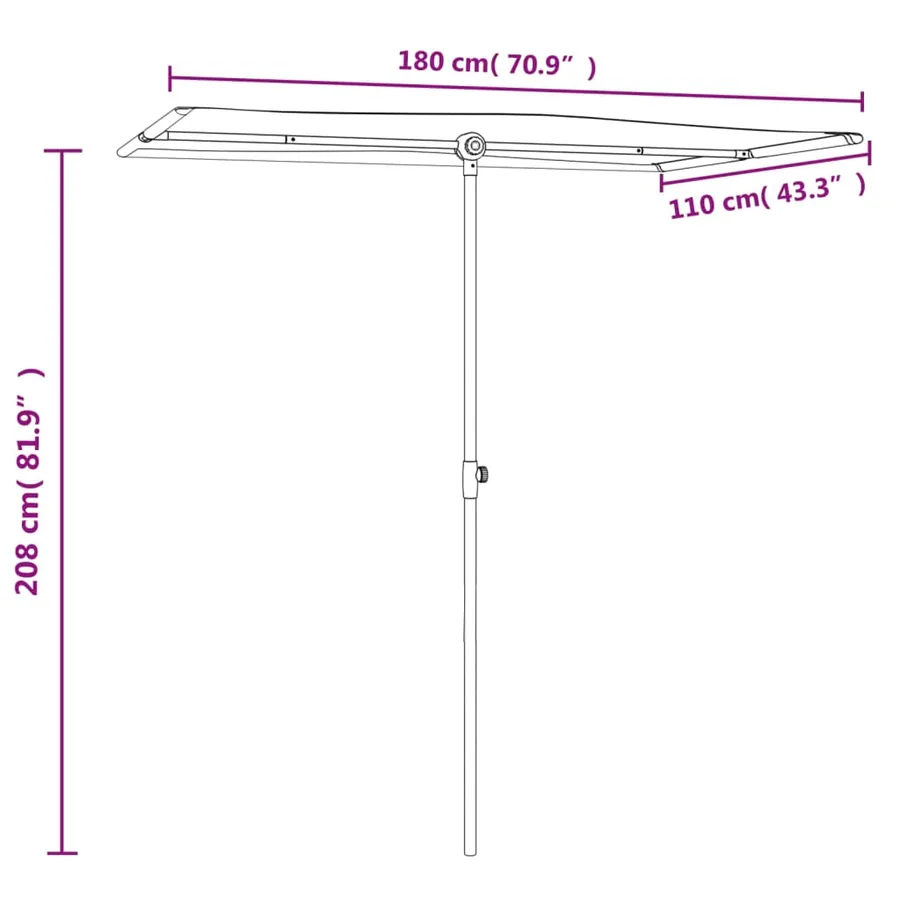 Parasol de jardin avec mât en aluminium 180x110 cm vert - 11