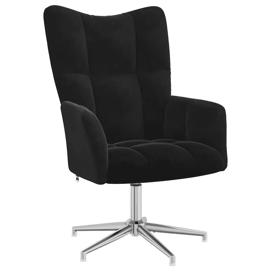 Chaise de relaxation avec tabouret Noir Velours - 6