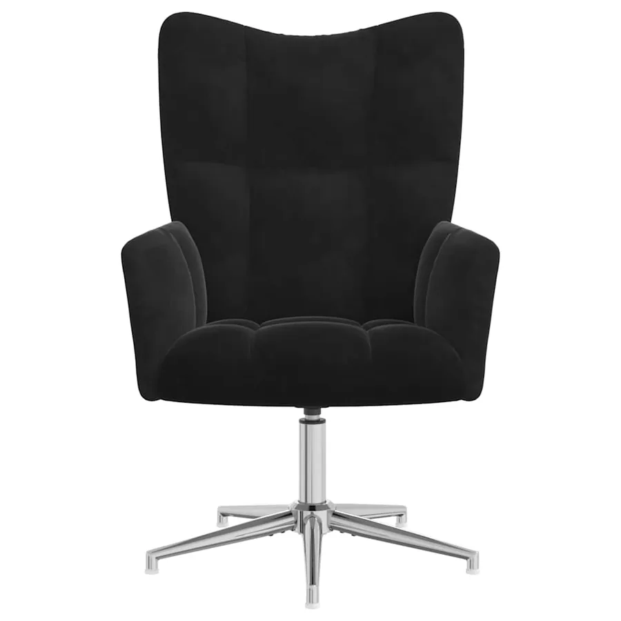 Chaise de relaxation avec tabouret Noir Velours - 7