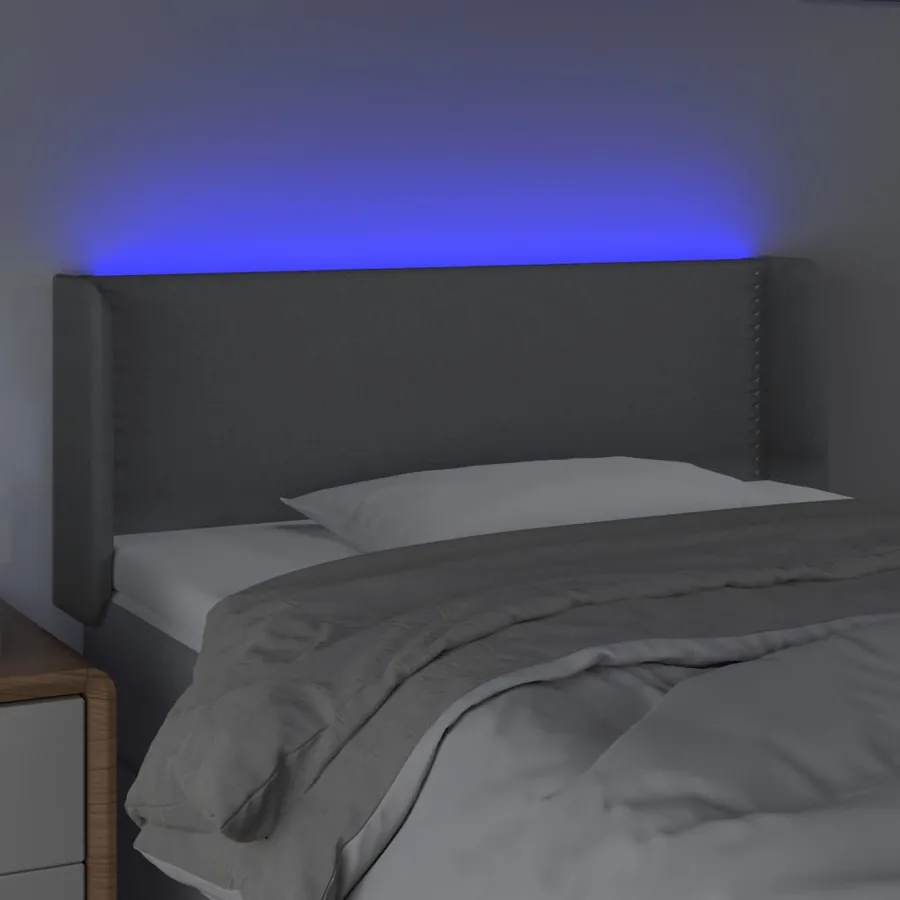 Tête de lit à LED Gris clair 103x16x78/88 cm Tissu - 4