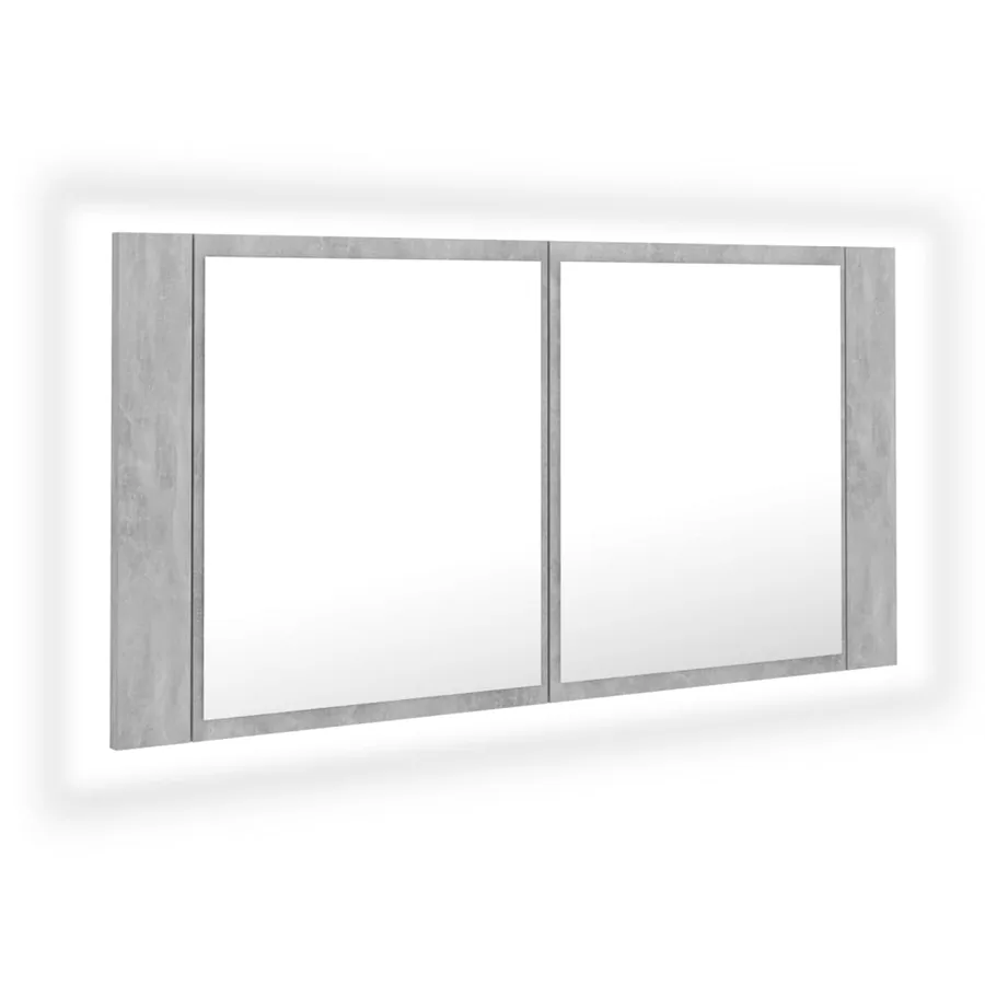 Armoire de salle de bain à miroir LED Gris béton Acrylique - 2