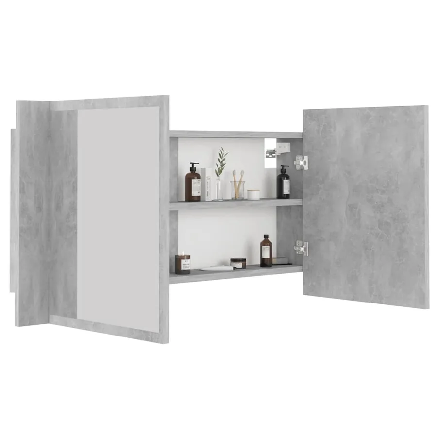 Armoire de salle de bain à miroir LED Gris béton Acrylique - 7