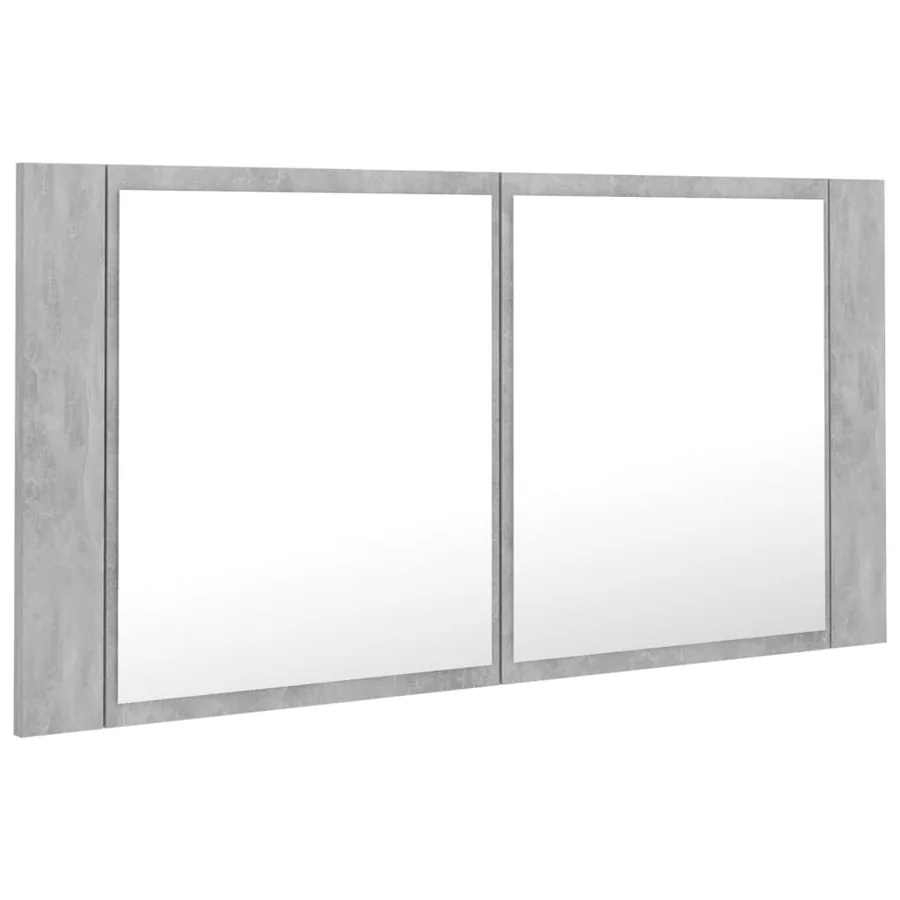 Armoire de salle de bain à miroir LED Gris béton Acrylique - 8