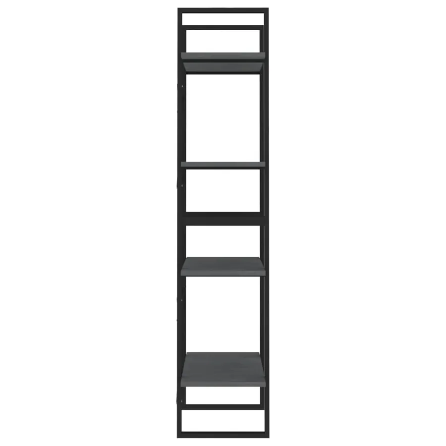 Bibliothèque à 4 niveaux Gris 60x30x140 cm Bois de pin massif - 6