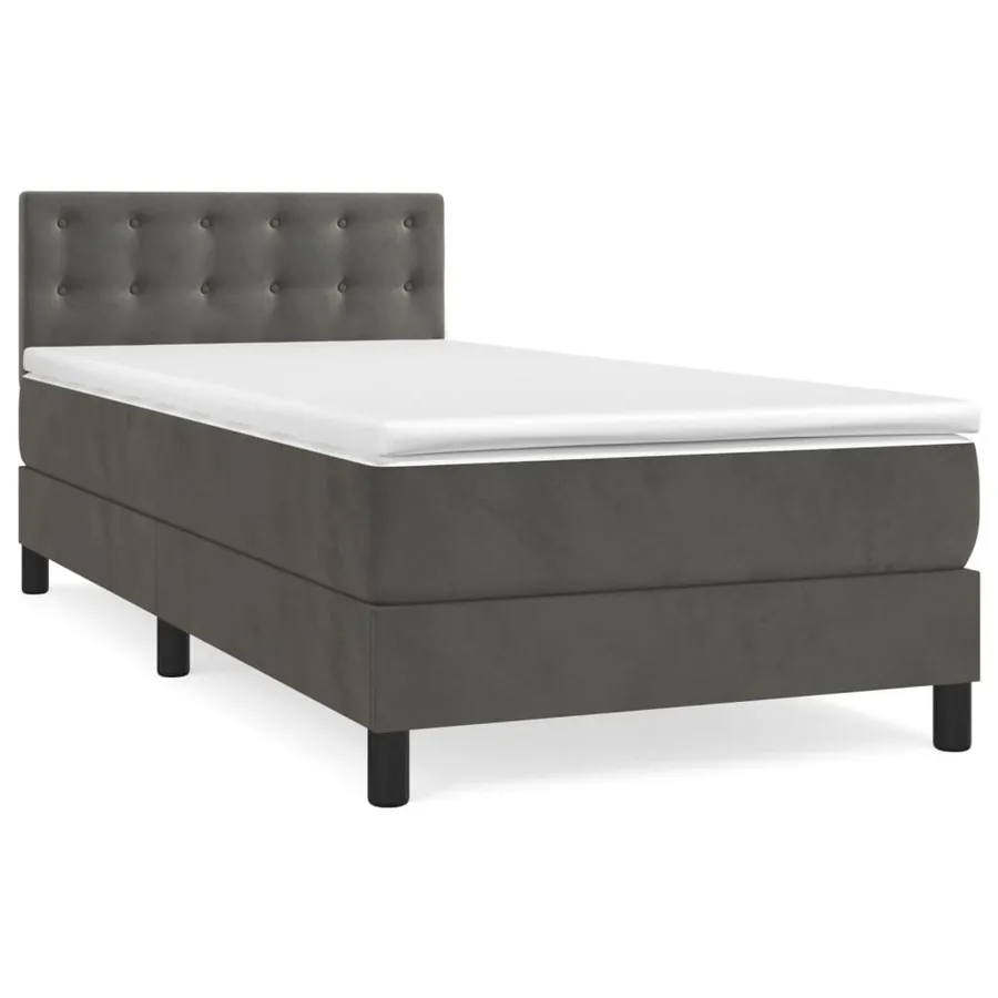 Sommier à lattes de lit et matelas Gris foncé 90x200 cm Velours - 2