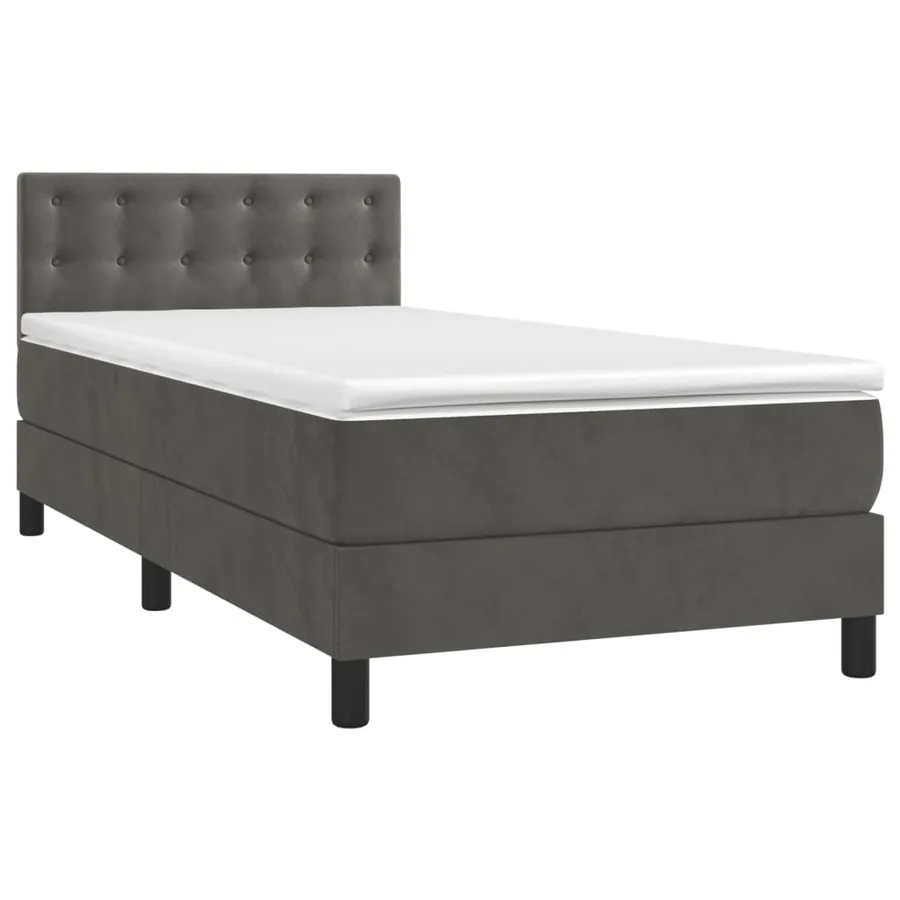 Sommier à lattes de lit et matelas Gris foncé 90x200 cm Velours - 3