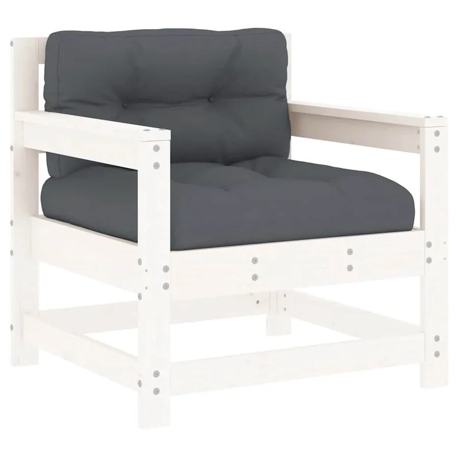 Chaises de jardin et coussins lot de 2 blanc bois de pin massif - 3